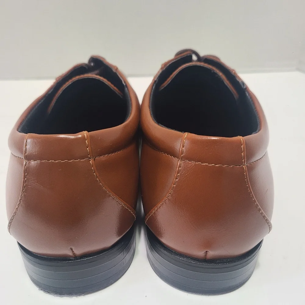 Alfani Andrew Classic Dark Tan Leather Men's‎ Dress Shoes Size 8.5